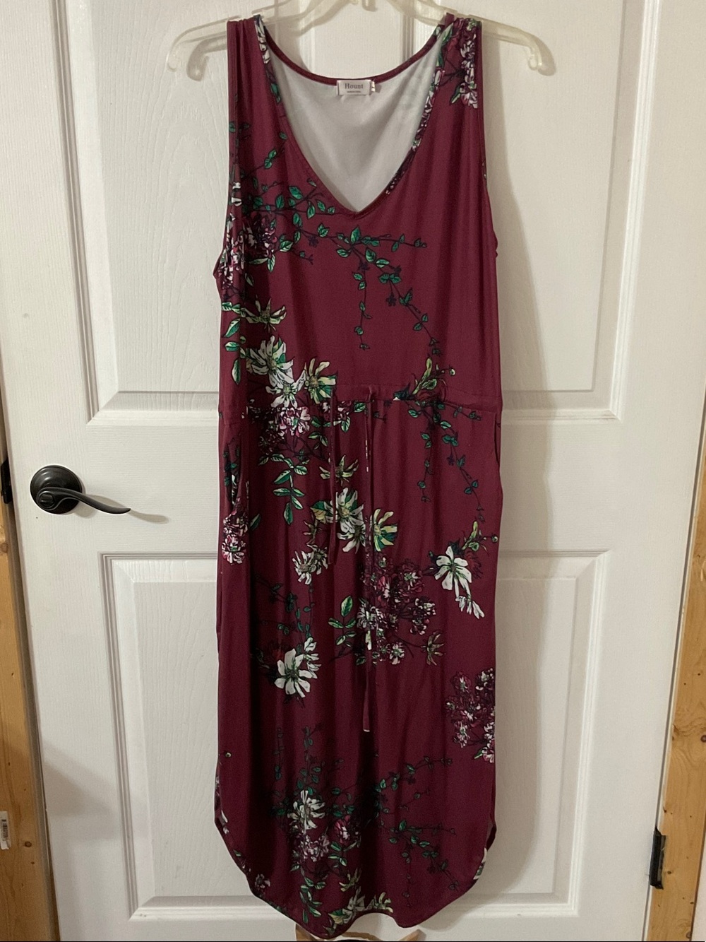 V-Neck Floral Maxi Dress in Burgundy by Renuar